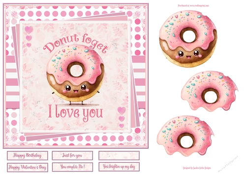 Donut Forget I Love You 7x7ins Decoupage Topper - CUP1276302_719 ...