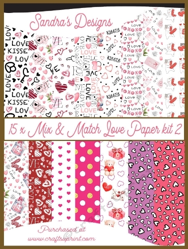 Love hearts 15 x backing papers A4 kit 2 - CUP1367589_719 | Craftsuprint