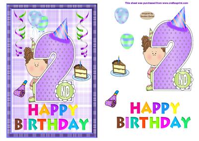 Happy 2nd Birthday Card Front - CUP250761_719 | Craftsuprint