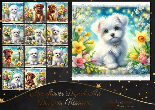 Spring Garden Pups 1 - CUP1362547_77133 | Craftsuprint