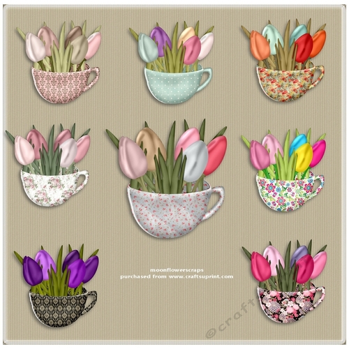 Tulip teacups CUP779235_77133 Craftsuprint