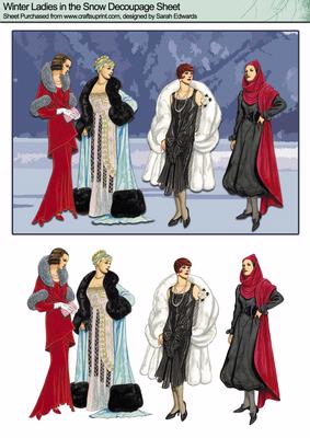 Winter Ladies in the Snow Decoupage Sheet - CUP28643_172 | Craftsuprint