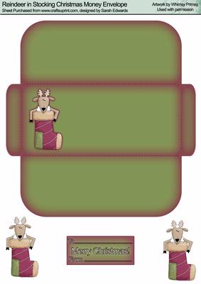 Reindeer in Stocking Christmas Money Envelope - CUP31473_172 | Craftsuprint