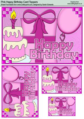 Pink Happy Birthday Card Toppers - CUP66946_172 | Craftsuprint