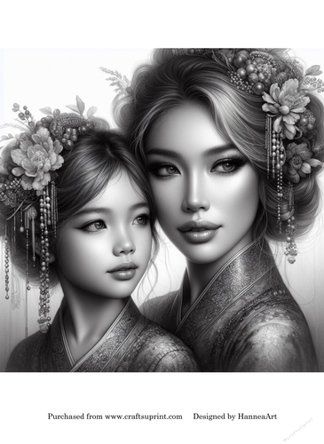 Mother and daughter coloring page - CUP1294778_73451 | Craftsuprint