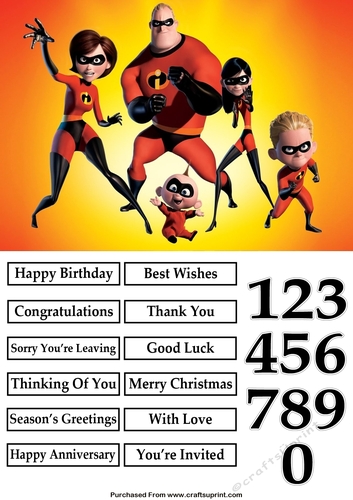 The Incredibles 2 A5 Quick Card - CUP824172_82225 | Craftsuprint