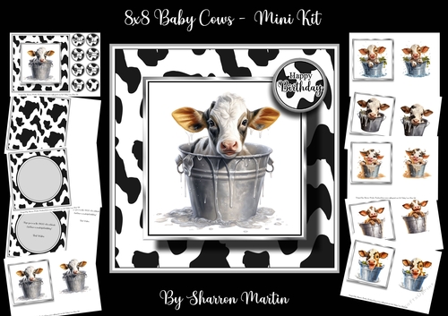 8x8 Baby Cows Mini Kit - x10 A4 Sheets - CUP1221065_1495 | Craftsuprint