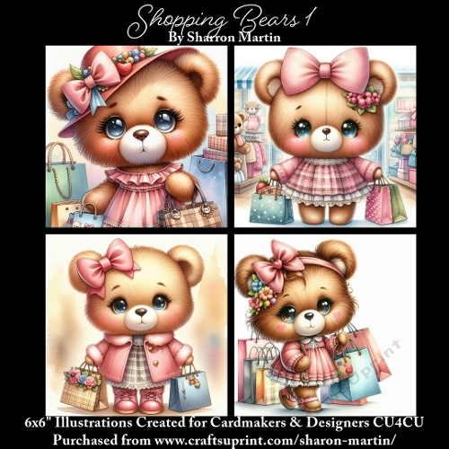 x4 Shopping Bears 1 - Illustrations for Cardmakers & Designers ...
