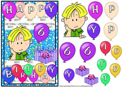 Blonde Haired Boy Age 6 Birthday Card Front - CUP100396_539 | Craftsuprint