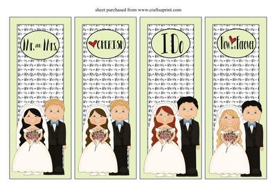 4 Wedding Couple Bookmarks/dl Toppers Set 2 - CUP111362_539 | Craftsuprint
