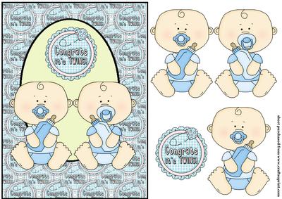 Twin Baby Boy Card Front - CUP130261_539 | Craftsuprint