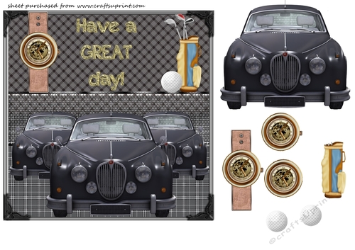 Male birthday car card front (Black) - CUP731726_539 | Craftsuprint