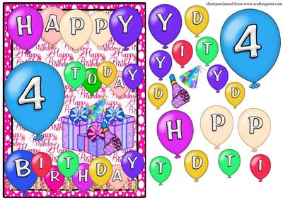 Age 4 Birthday Card Front - CUP99934_539 | Craftsuprint