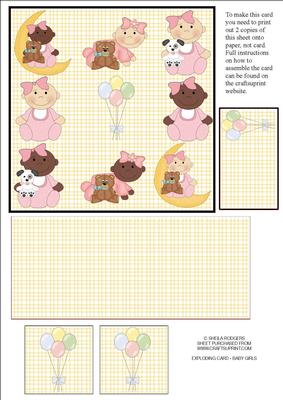 Exploding Card - Baby Girls - CUP139310_66 | Craftsuprint