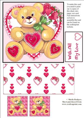 A Bear with Heart Exploding Card - CUP162247_66 | Craftsuprint