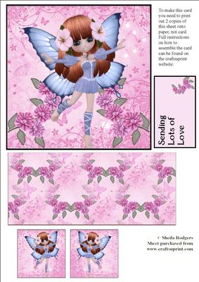 Exploding Card - Fairy with Pink Flowers - CUP384420_66 | Craftsuprint