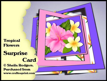 Surprise Card - Tropical Flowers - CUP395414_66 | Craftsuprint