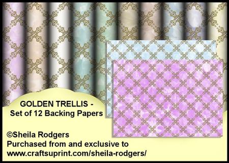 Golden Trellis - Set of 12 Backing Papers - CUP534987_66 | Craftsuprint