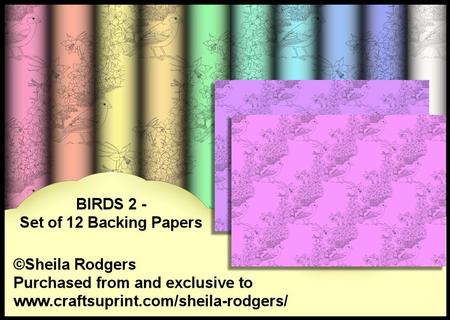 Birds 2 - Set of 12 Backing Papers - CUP536454_66 | Craftsuprint