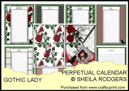 Perpetual Calendar - Gothic Lady - CUP559432_66 | Craftsuprint