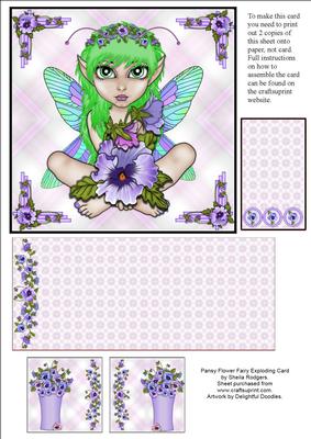 Pansy Flower Fairy Exploding Card - CUP60425_66 | Craftsuprint