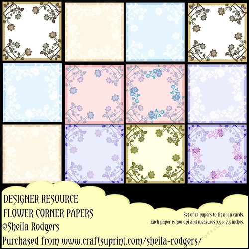 Designer Resource Flower Corner Papers CUP759508_66 Craftsuprint