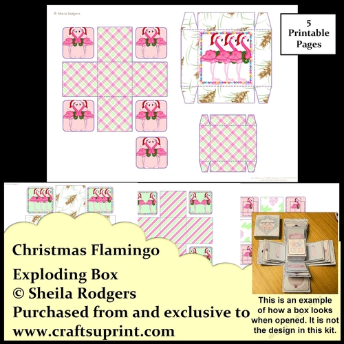 Exploding Box - Christmas Flamingo - CUP787220_66 | Craftsuprint
