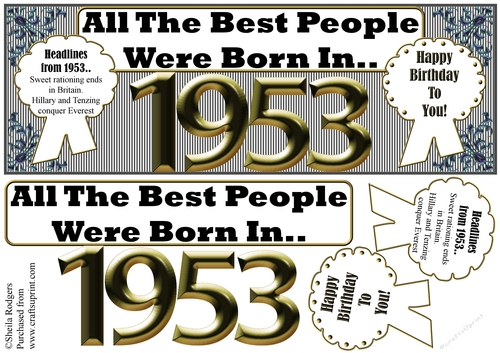 BORN IN 1953 CUP863485 66 Craftsuprint