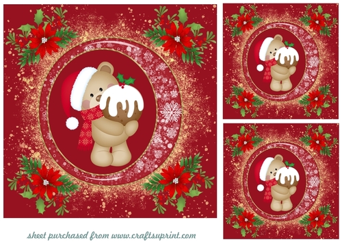 3 Red little Christmas ted card fronts/toppers 1 - CUP1058171_659 ...