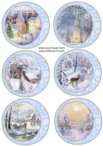 6 Christmas scene in snowflake frame toppers - CUP1080762_659 ...