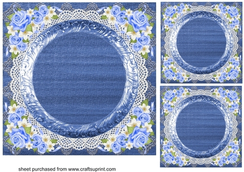 3 Blue floral card fronts/topper blanks - CUP1083747_659 | Craftsuprint