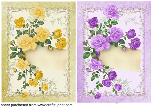 2 Yellow and purple rose note card fronts - CUP1119800_659 | Craftsuprint