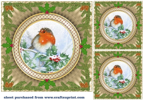 3 Gold Christmas robin card front/toppers 4 - CUP1123534_659 | Craftsuprint