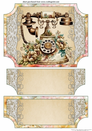 Vintage floral telephone easel topper and layered stopper(blank)3 ...