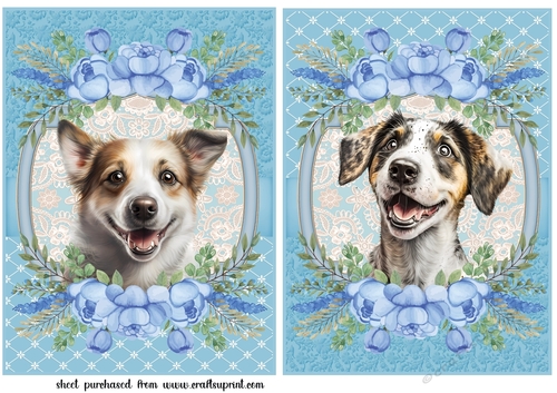 2 Blue floral pup card fronts/toppers 5 - CUP1206990_659 | Craftsuprint