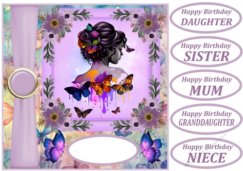 Butterfly girl Birthday card front 4 - CUP1208398_659 | Craftsuprint