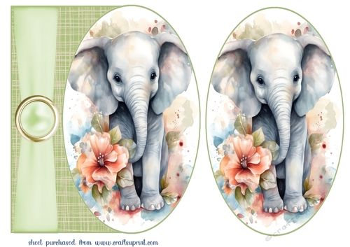 Cute baby elephant card front - CUP1209321_659 | Craftsuprint