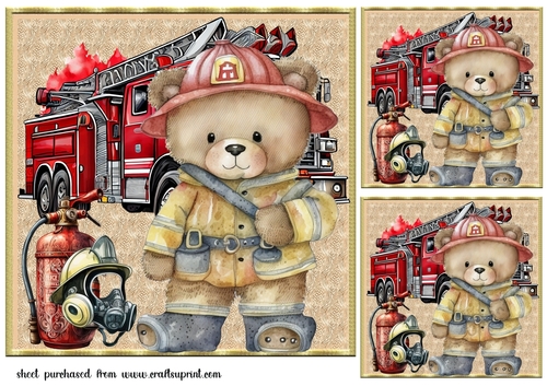 3 Firefighter ted card fronts/toppers - CUP1211917_659 | Craftsuprint