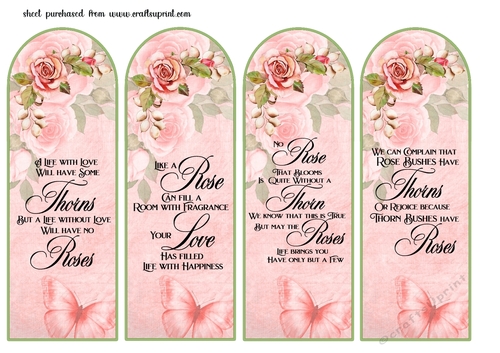 4 Rose themed bookmarks/toppers - CUP1212325_659 | Craftsuprint