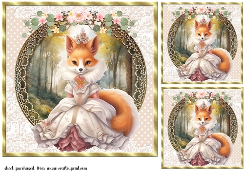 3 Princess fox card fronts/toppers 5 - CUP1214103_659 | Craftsuprint