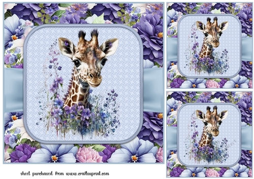 3 Blue floral animal card fronts/toppers 6 - CUP1214404_659 | Craftsuprint