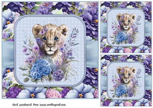 3 Blue floral animal card fronts/toppers 7 - CUP1214405_659 | Craftsuprint