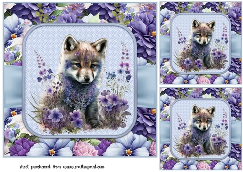 3 Blue floral animal card fronts/toppers 12 - CUP1214410_659 | Craftsuprint