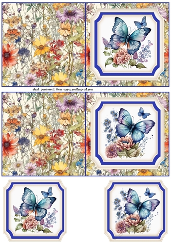 2 Square blue butterfly notelets 1 - CUP1218978_659 | Craftsuprint