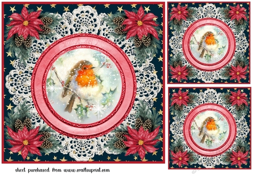 3 Christmas robin card front/toppers 4 - CUP1221097_659 | Craftsuprint