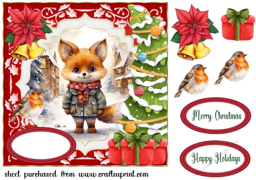 Christmas fox card front 1 - CUP1222329_659 | Craftsuprint
