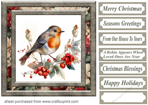 Christmas robin card front 4 - CUP1240489_659 | Craftsuprint