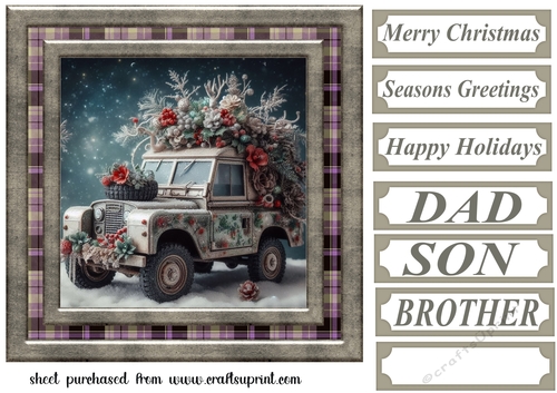 Christmas Land Rover card front 6 - CUP1254158_659 | Craftsuprint