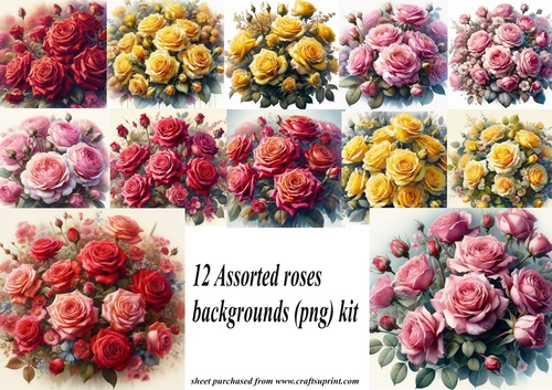 12 Assorted roses backgrounds kit(png) - CUP1319365_659 | Craftsuprint