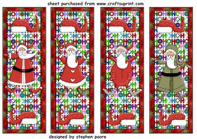 4 Santa Bookmarks/topers - CUP242472_659 | Craftsuprint